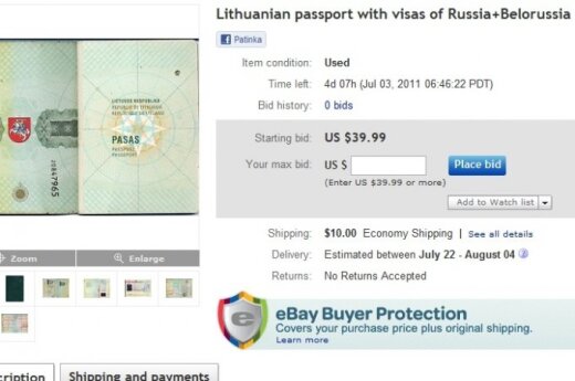 На Ebay почти за сто литов продается литовский паспорт