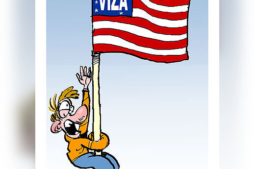 JAV viza - karikatūra