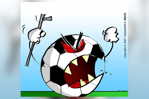 Futbolo chuliganai, sirgaliai, fanai - karikatūra